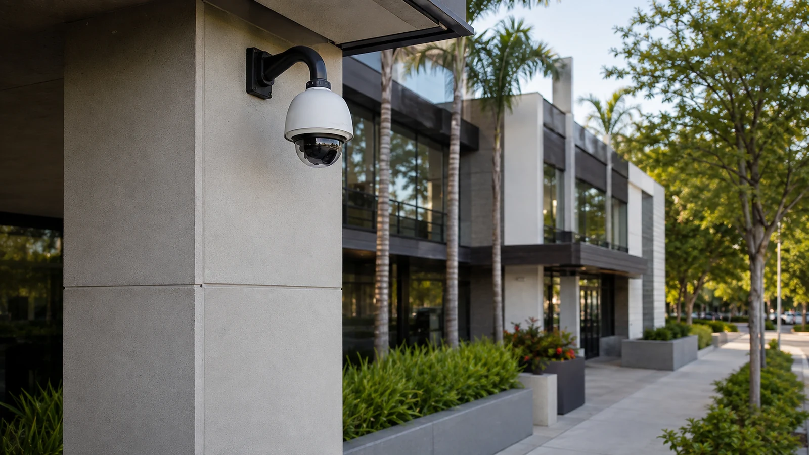 Documentary view of a commercial security-camera installation