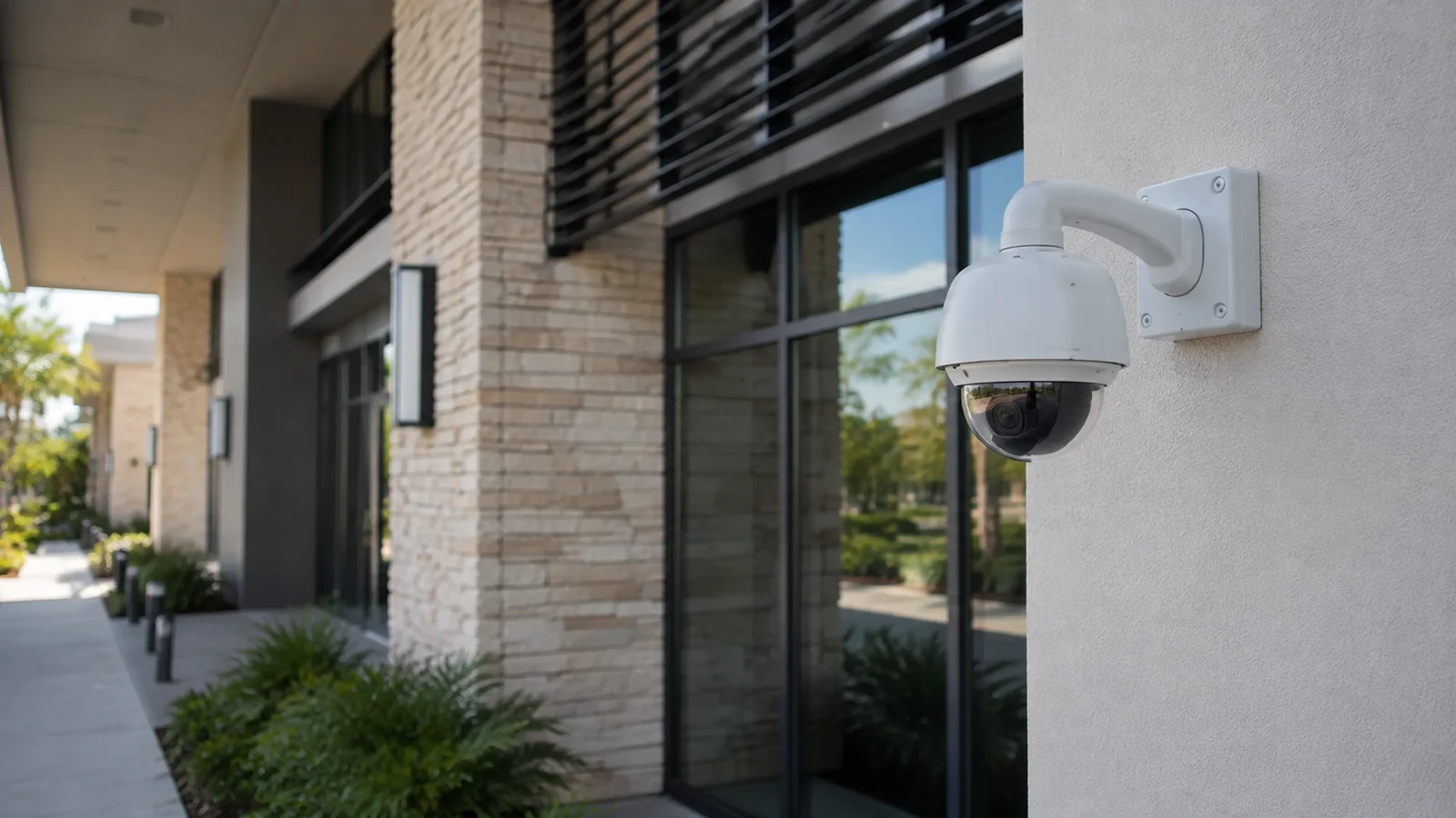 Documentary view of a commercial security-camera installation