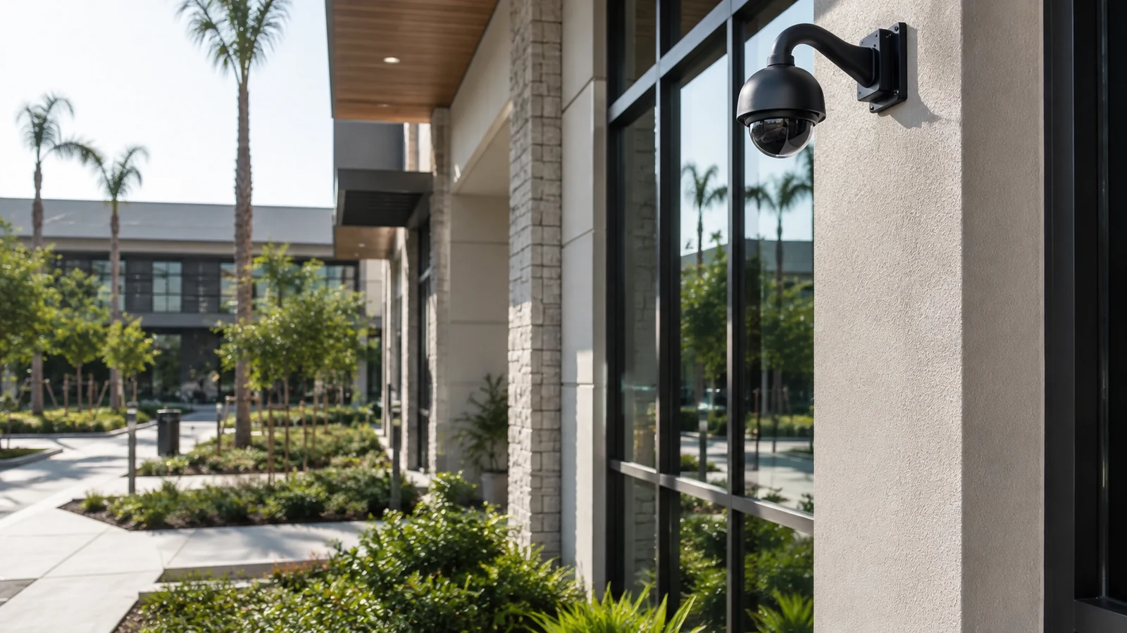 Documentary view of a commercial security-camera installation